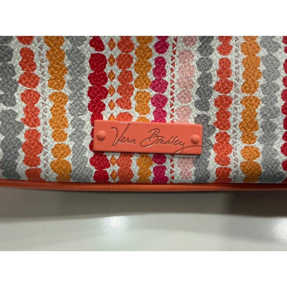 Vera Bradley Multi Color Striped Crossbody Bag Coral Pink Orange Grey Small - Picture 4 of 6